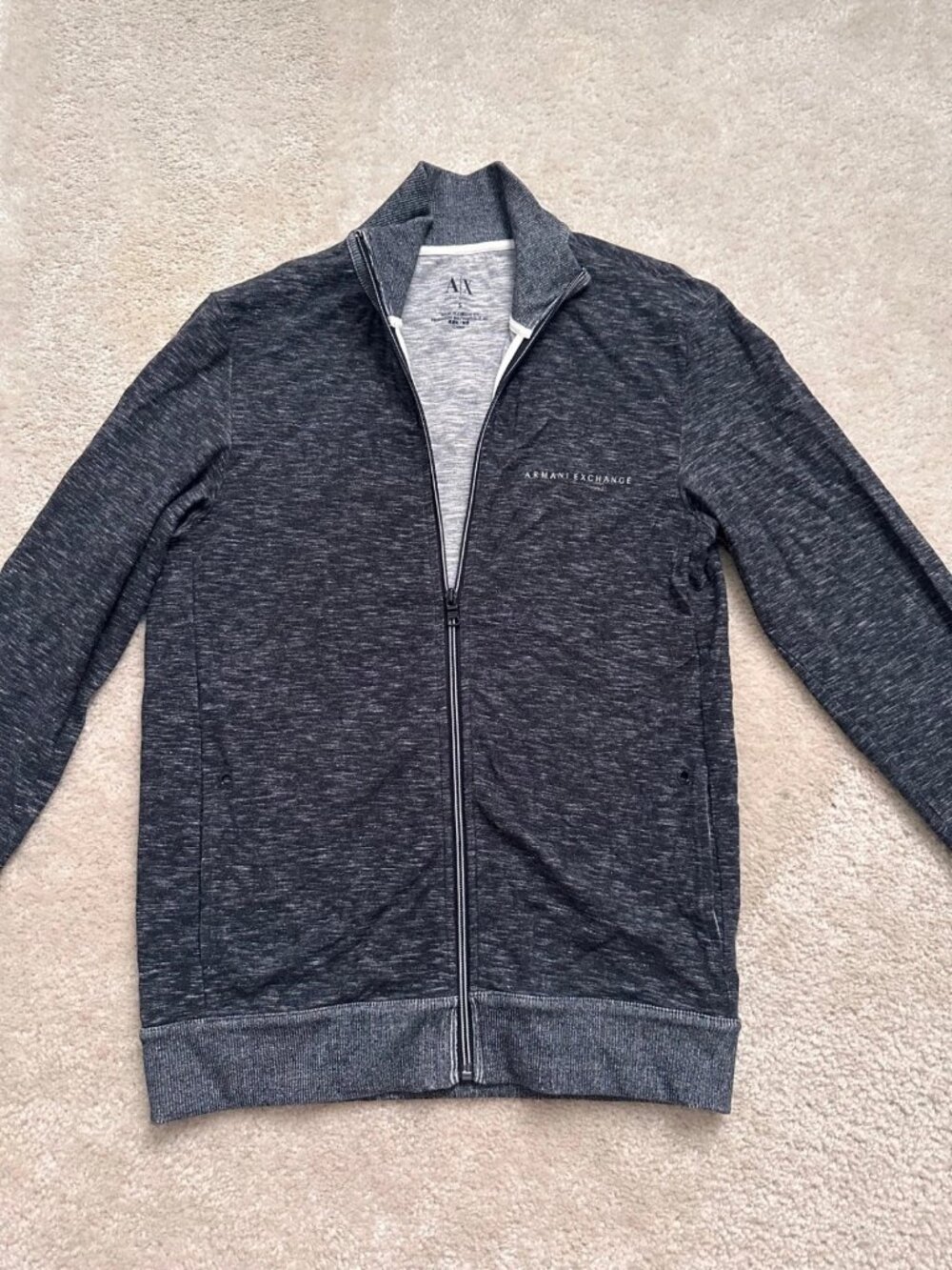 Armani Exchange Men's Gray Full-Zip Jacket 100% Cotton Size S